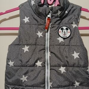 Disney Gray Star Puffer Vest for girls size 1/2y